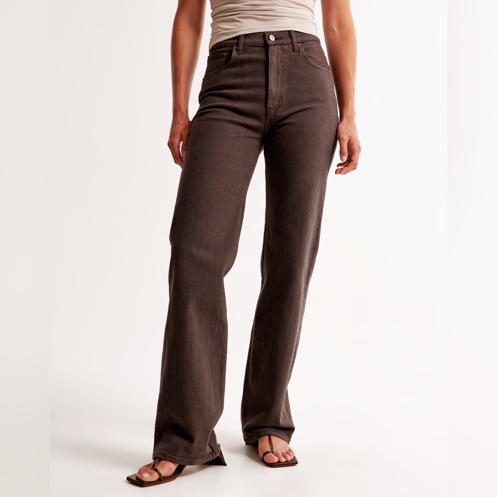 Abercrombie & Fitch Women's High Rise Jeans - Dark Brown